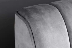 Retro Bett AMSTERDAM 180x200cm grau Samt schwarz Metall Polsterbett