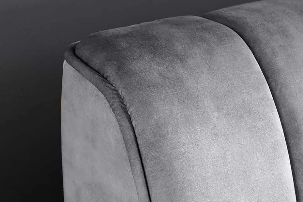 Retro Bett AMSTERDAM 180x200cm grau Samt schwarz Metall Polsterbett
