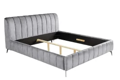 Retro Bett AMSTERDAM 180x200cm grau Samt schwarz Metall Polsterbett