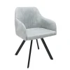 Retro Design Stuhl LUCCA stone grau Microfaser mit Armlehne Steppung gepolstert
