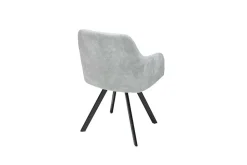 Retro Design Stuhl LUCCA stone grau Microfaser mit Armlehne Steppung gepolstert