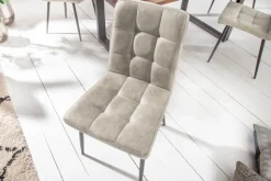 Retro Design Stuhl MODENA stone grau mit Ziersteppung