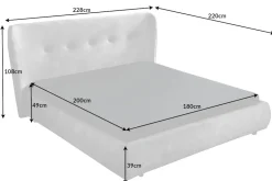 Retro Doppelbett FLORENZ 180x200cm grau Samt Kingsize Polsterbett