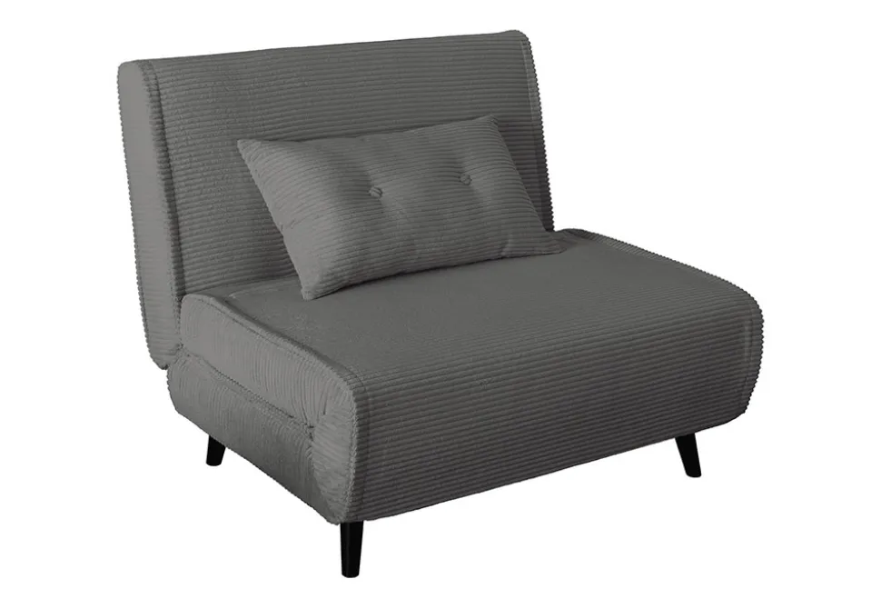 Retro Schlafsessel SMART MULTIFUNCTION 100cm grau Cord Bettfunktion inkl. Kissen