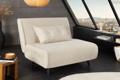 Retro Schlafsessel SMART MULTIFUNCTION 100cm beige Cord Bettfunktion inkl. Kissen