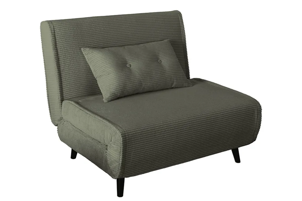 Retro Schlafsessel SMART MULTIFUNCTION 100cm grün Cord Bettfunktion inkl. Kissen