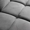 Retro Schlafsofa BOUTIQUE 215cm grau Samt 3-Sitzer mit schwarzen Füßen
