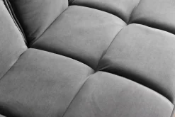 Retro Schlafsofa BOUTIQUE 215cm grau Samt 3-Sitzer mit schwarzen Füßen