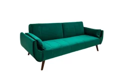 Retro Schlafsofa DIVANI 220cm smaragdgrün Samt 3-Sitzer mit Bettfunktion