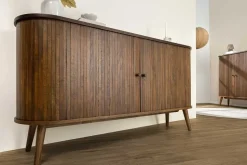 Retro Sideboard VALHALLA WOOD 160cm smoked Eichenholz Schiebetüren