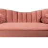 Retro 3-Sitzer Sofa ARIELLE 220cm altrosa Samt goldene Metallfüße Ziersteppung