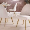Retro Stuhl MIA CASA beige Cord champagner gold brushed Metall