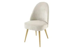 Retro Stuhl MIA CASA beige Cord champagner gold brushed Metall