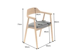 Retro Stuhl VALHALLA WOOD matt-braun Eiche Massivholz mit Armlehne