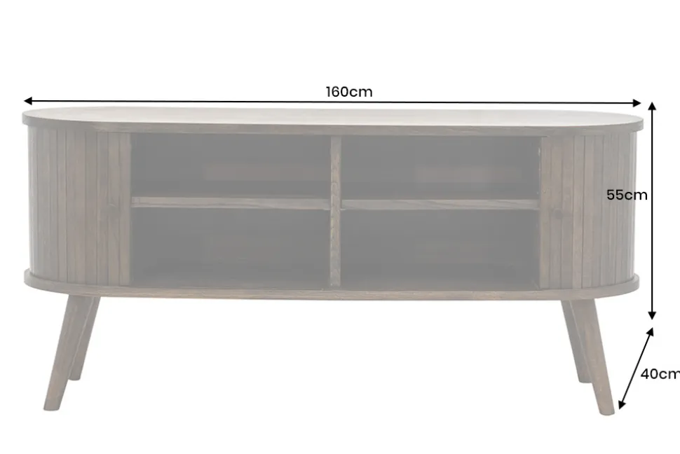 Retro TV-Board VALHALLA WOOD 160cm smoked Eichenholz Schiebetüren Lowboard