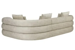 Retro Wohnlandschaft VOGUE 290cm beige Samt XXL-Sofa organische Form inkl. Kissen
