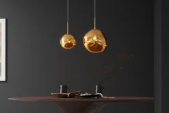 Runde Hängelampe LIQUID DIAMOND 20cm gold Glas Stahl Kugelleuchte