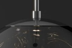 Runde Hängelampe LIQUID DIAMOND 35cm smoke Glas Stahl Kugelleuchte