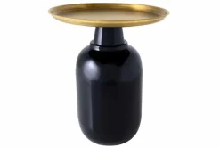 Runder Beistelltisch ELEGANCIA 50cm gold antik schwarz Metall Eisen handmade