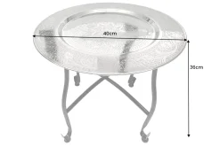 Runder Beistelltisch MARRAKESCH 40cm silber Teetisch abnehmbares Tablett klappbar