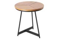 Runder Beistelltisch OAK ELEGANCE 45cm Eiche-Design schwarzes Metallgestell