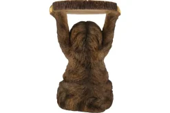 Runder Beistelltisch SLOTH 50cm grau braun Faultier-Skulptur handmade