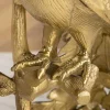 Runder Beistelltisch WILDLIFE PEACOCK 75cm gold antik weiß Metall Marmor Pfauen-Skulptur