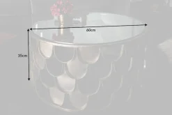 Runder Couchtisch ABSTRACT 60cm antik messing Metall Glas Industrial Fischschuppen Design
