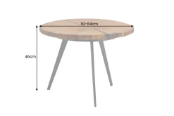 Runder Couchtisch ARBOR 65cm natur Eiche Massivholz schwarz Metall Beistelltisch