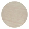 Runder Couchtisch ENSO 80cm champagner greige Travertin Keramik Walnussholz