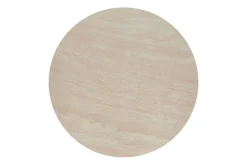 Runder Couchtisch ENSO 80cm champagner greige Travertin Keramik Walnussholz