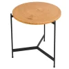 Runder Couchtisch FUSION 50cm Baumscheibe Eiche schwarz Metall Beistelltisch