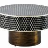 Runder Couchtisch HARMONY NATURE 60cm schwarz weiß gold mit Mosaik