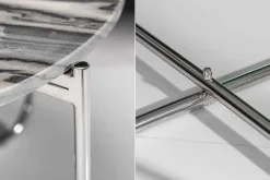Runder Couchtisch NOBLE 65cm grau Marmor abnehmbare Tischplatte klappbar silber Metall