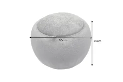 Runder Couchtisch ORBIT 50cm grau Bouclé Hocker mit Tablett und Stauraum