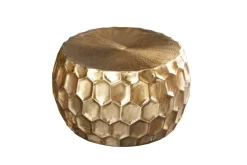 Runder Couchtisch ORGANIC ORIENT 70cm gold Metall Hammerschlag handmade Waben Design