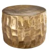 Runder Couchtisch ORGANIC ORIENT 55cm gold Metall Hammerschlag 3D-Design handmade