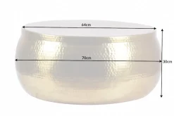 Runder Couchtisch ORIENT STORAGE 70cm gold Metall mit Stauraum Hammerschlag Design handmade