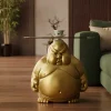 Runder Couchtisch SUMO 55cm gold Skulptur handmade