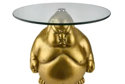 Runder Couchtisch SUMO 55cm gold Skulptur handmade