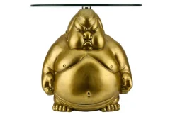 Runder Couchtisch SUMO 55cm gold Skulptur handmade