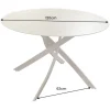 Runder Esstisch ALPINE 120cm natur Travertin Keramik champagner greige Metall