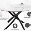 Runder Esstisch ALPINE 120cm weiß Marmor Keramik schwarzes Metallgestell