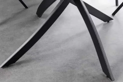 Runder Esstisch ALPINE 120cm weiß Marmor Keramik schwarzes Metallgestell