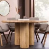 Runder Esstisch ART DECO 140cm natur Mangoholz massiv mit Säulenfüßen