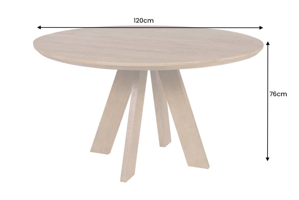 Runder Esstisch ART WOOD 120cm braun massiv Mangoholz