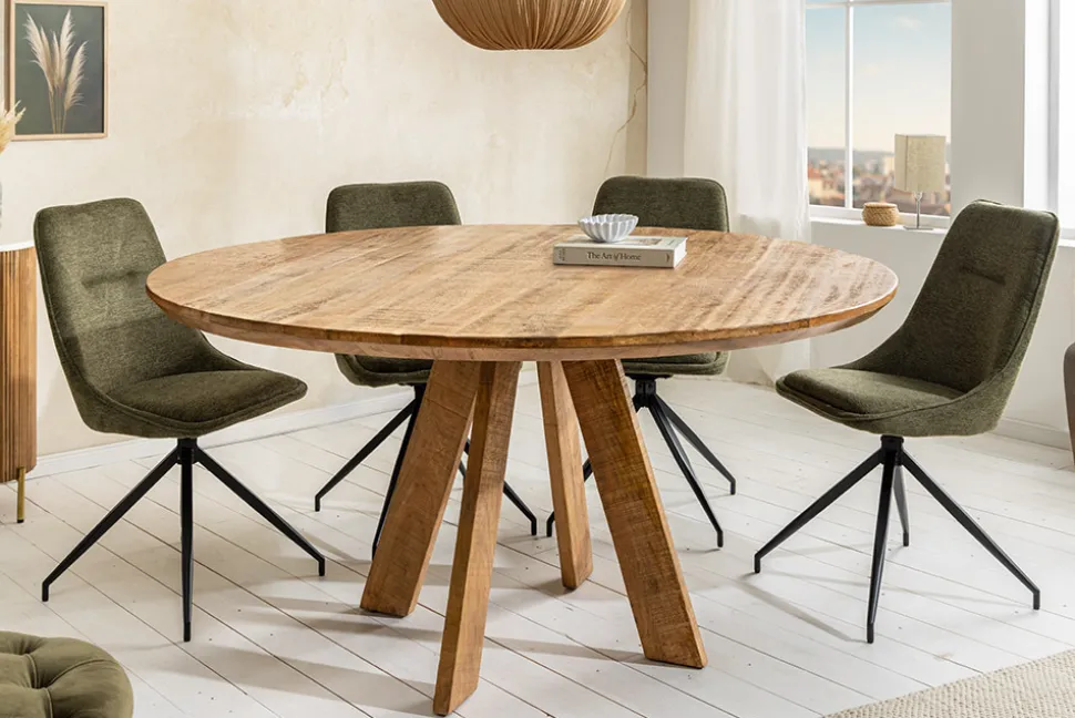 Runder Esstisch ART WOOD 120cm braun massiv Mangoholz