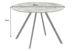 Runder Esstisch ATELIER 100cm grau Beton-Design schwarz Metall