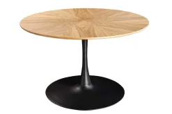 Runder Esstisch ATELIER 120cm natur Eiche schwarz Metall Säulenfuß