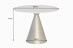 Runder Esstisch ELEGANCIA 100cm messing weiß Marmor Eisen mit Säulenfuß